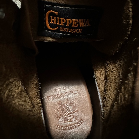 As new men’s Baldwin Chippewa moc toe tan leather wedge boots size 7.5 D - Picture 6 of 16